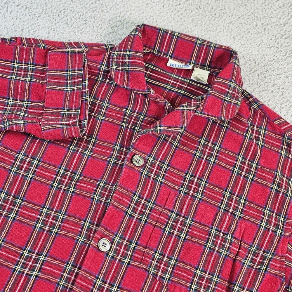 L.L.Bean Shirt Mens LT Red Plaid Flannel Long‎ Sleeve Button Up Casual Workwear